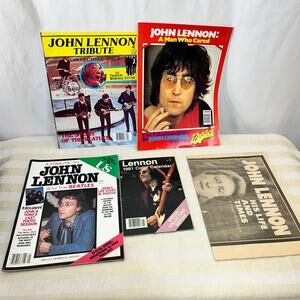 John Lennon Tribute Collector's Lot of 5 Items Magazines Newspaper Calendar Used